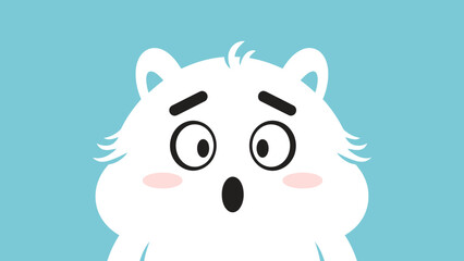 Cute Cartoon Polar Bear Head Peeking with Surprised and Shocked Expression on Light Blue Background.