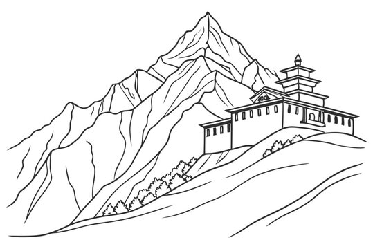 Iconic Mount Everest Outline Graphic Illustration