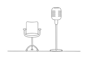 Music Recording Studio Microphone and Seat Sketch