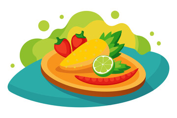 Elote street corn traditional Mexican food illustration