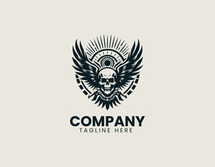 Obraz premium Eagle Of Eternal Skull Power black vector logo illustration
