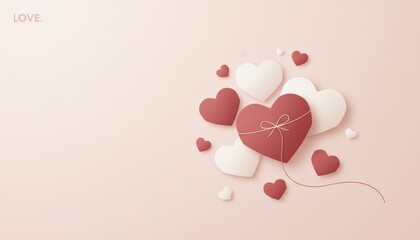 Romantic heart arrangement valentine's day graphic design soft color palette top-down view love concept for celebrating affection and togetherness