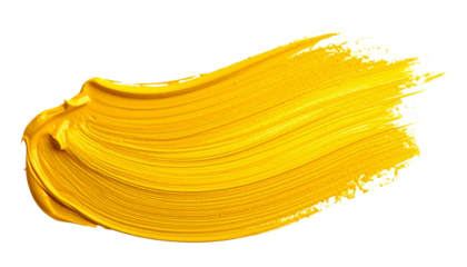 Ein gelber Farbstrich ist isoliert auf transparentem Hintergrund