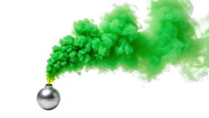 Green smoke emerging from vessel