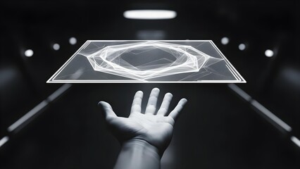 Hand hologram interface futuristic technology screen