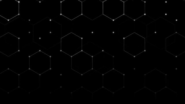 technological abstract hexagon honey comb motion background loop Abstract dark hexagon pattern on orange neon background technology style. Modern futuristic honeycomb concept.