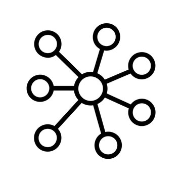 Minimalist hub and spoke diagram with central node and eight radial connections