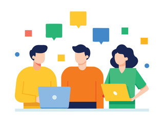 Project Kickoff and Team Review Meeting Flat Illustration
