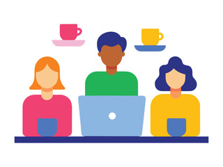 Diverse Business Team Planning and Digital Strategy Brainstorming Flat Illustration