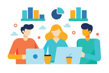 Team Collaboration and Project Management Meeting Flat Illustration