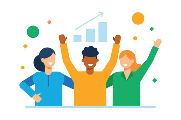 Successful Business Team Celebrating Achievement and Victory Flat Illustration