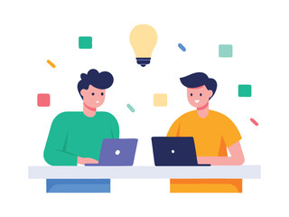 Creative Brainstorming Session and Idea Generation Flat Illustration