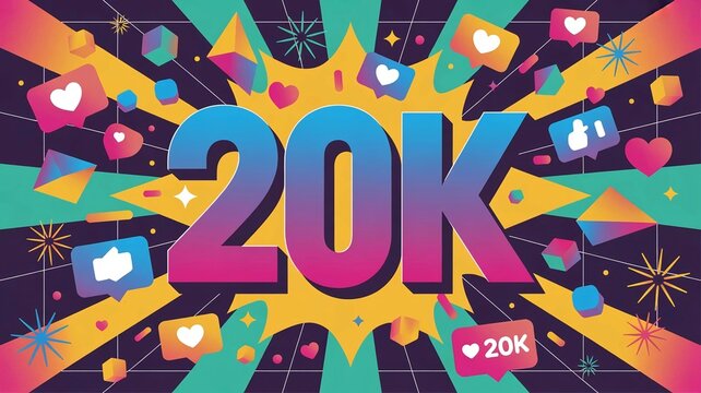 Vector 20k social media subscribers celebration