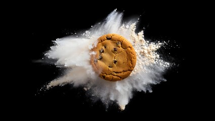 Cookie Impact with Flour Splash Explosion