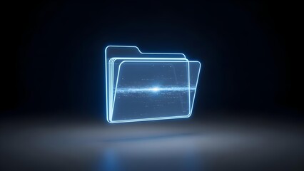 Neon folder digital futuristic interface design