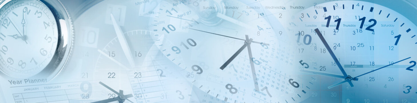 Clocks and calendars blue composite