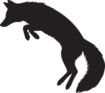 Silhouette of a jumping fox in midair