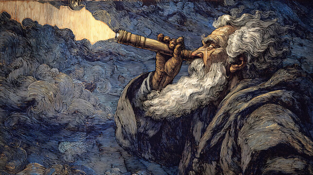  Historical depiction of Galileo Galilei observing the heavens with his telescope (2)