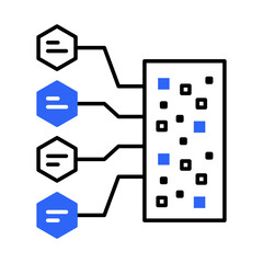 Data Stream Icon: Vector Line Graphic for Continuous Data Flow and Real-Time Analytics Concepts. Data stream icon, live data processing, streaming systems, and analytics.