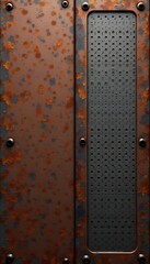Rusty Perforated Metal Industrial Vector Background with Grunge Texture