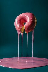 Pink Glazed Donut with Dripping Icing