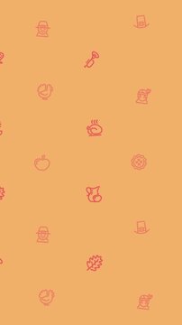 Animated autumn icons thanksgiving holiday season pattern