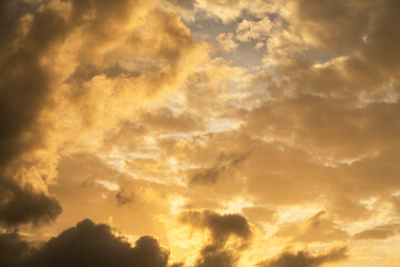Beautiful sunrise sky and clouds after rain.