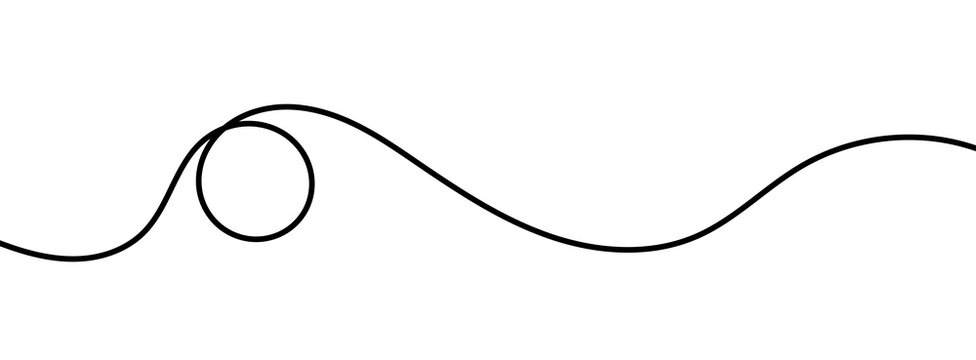 Black wavy line divider. Abstract curved loop stroke design. Minimal hand drawn line element. Decorative flow accent for graphic design