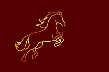 Fire horse on dark background