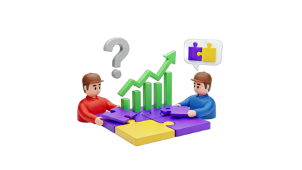 Business Team Solving Puzzle with Growth Chart & Question Mark