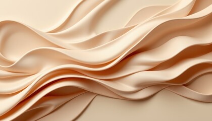 Obraz premium Elegant Smooth Satin Fabric Drapery in Soft Peach Tones, Flowing and Textured for Fashion or Home Decor