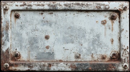 Old Faded Tin Plate with Rust Marks and Paint Peeling Off, Perfect for Vintage Decor or Industrial Design Projects