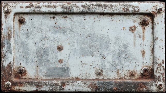 Old Faded Tin Plate with Rust Marks and Paint Peeling Off, Perfect for Vintage Decor or Industrial Design Projects