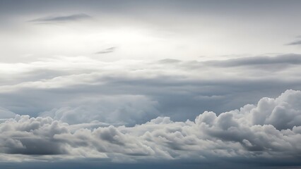 Majestic layers of gray and white clouds forming a breathtaking and dramatic sky