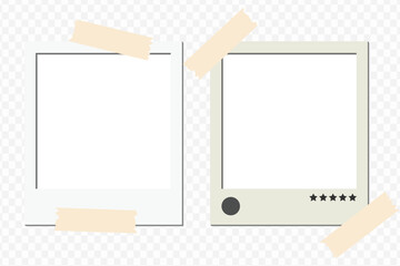 Polaroid card frame business template set with natural plant design, empty photo placeholder vector background