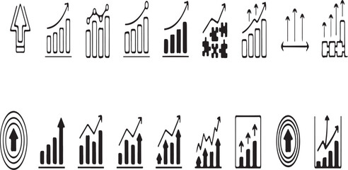 Obraz premium Collection of diverse line icons representing data weather and various signals