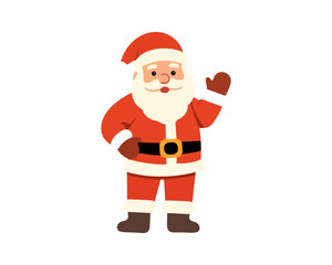 Cute Santa Claus Character Illustration Waving Hand in Flat Minimal Style on Black Background for Christmas Holiday Design and Festive Graphics
