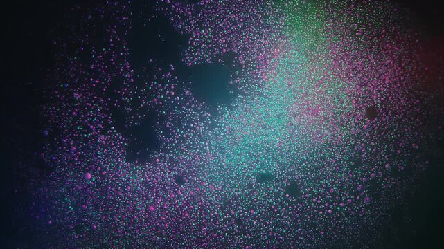 Abstract Neon Stippling Particles, Purple Green Dotted Texture, 4K Thriller Loop Video