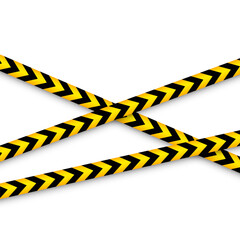 Barricade construction tape. Colorful police warning line, brightly colored danger or hazard stripe, ribbon. Restricted area, zone. Attention symbol. Vector illustration