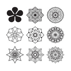 Obraz premium Black silhoutte mandala design with delicate floral elements .