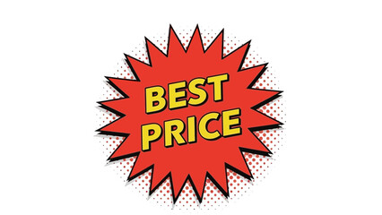 Red and Yellow Comic Style Best Price Burst Sticker Vector