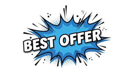 Comic Style Blue Best Offer Speech Bubble Vector