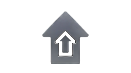 Arrow House Icon Pointing Up on White Background