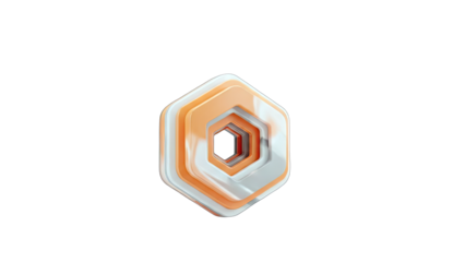 Abstract Hexagon Shape with Layers on White Background