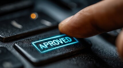 Close-up of payment button highlighted in bright pink on keyboard indicating successful online transaction, representing digital marketing concept