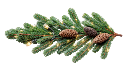 Colorful vintage-style Christmas bulbs decorating snowy pine garland for winter holidays. png