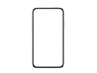 Modern smartphone with blank screen on white background