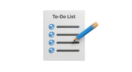 Handwriting a todo list with a blue pencil and bubbled checkmarks