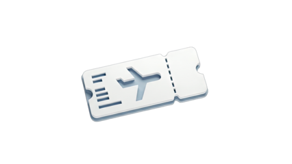 Airplane Ticket Icon on White Background