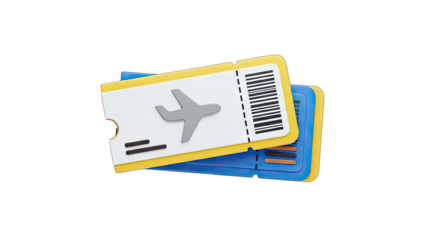 Airplane Tickets Stacked on White Background